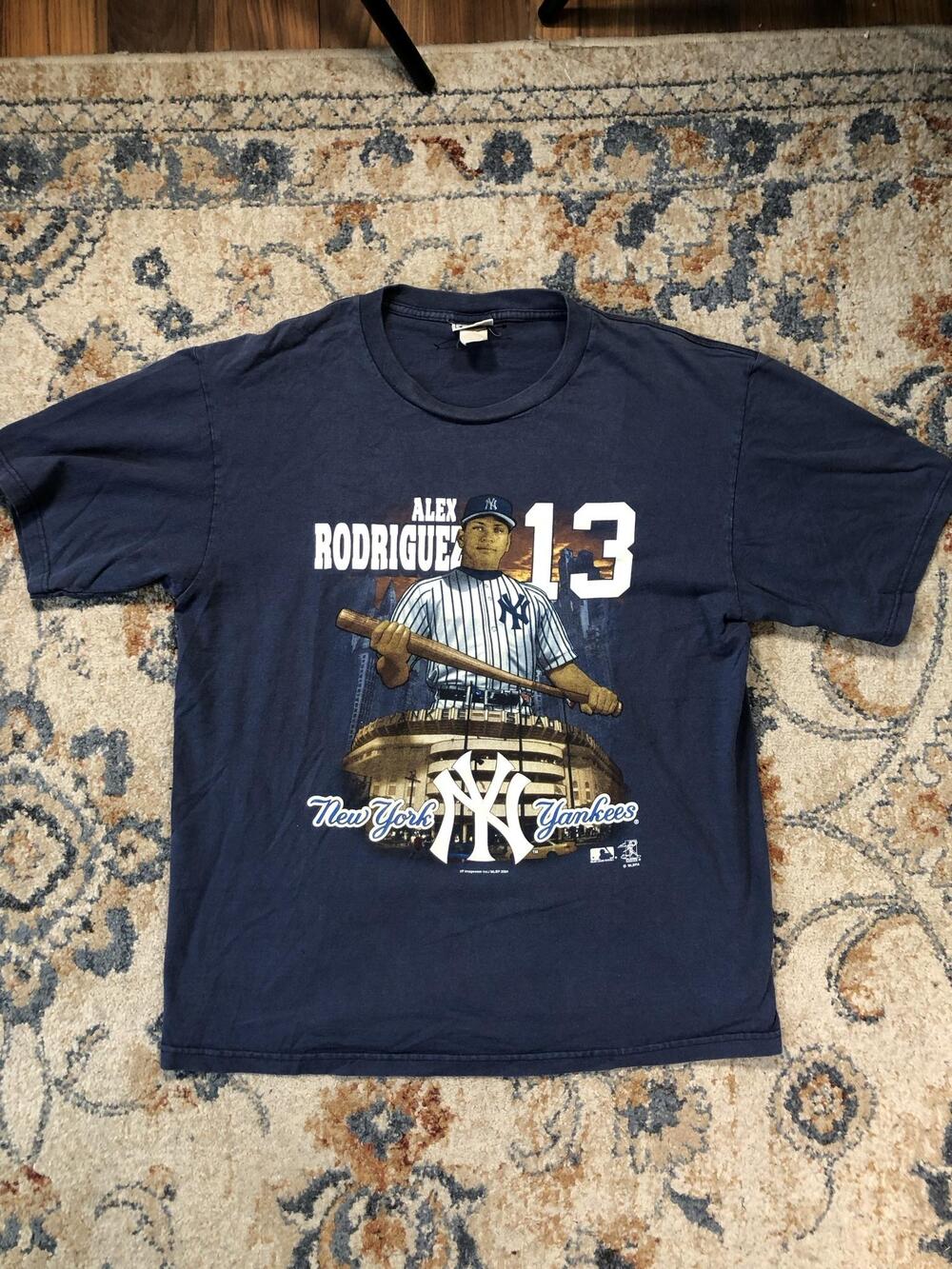 Vintage New York Yankees Shirt Mens Large MLB Baseball Lee Sport Rodriguez 13